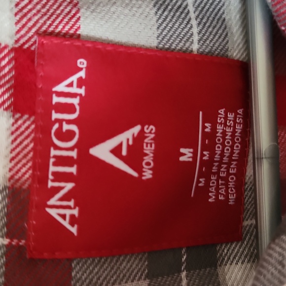 NWT Antigua womans red, gray, and white plaid long sleeve shirt size medium - Picture 2 of 7